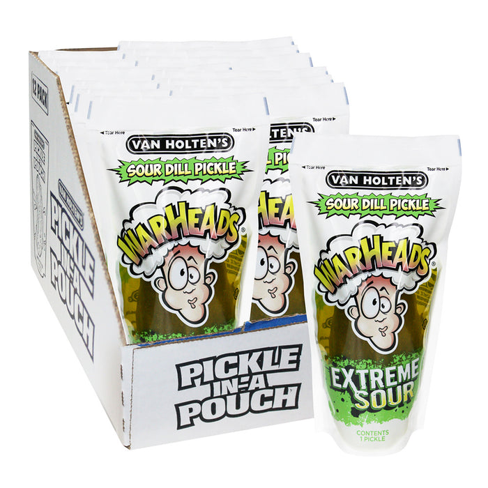 Van Holten's Warheads Sour Pickle Pouch - 12 Count