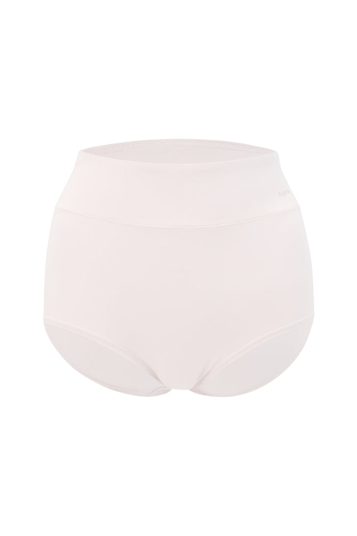 Women's High-Waisted Brief in Blonde shown on ghost mannequin