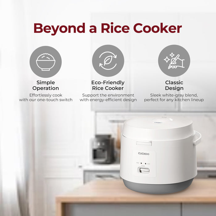 Beyond a Rice Cooker: Cuckoo cooker features simple one-touch operation, eco-friendly energy efficiency, and classic design. (CR-1095)