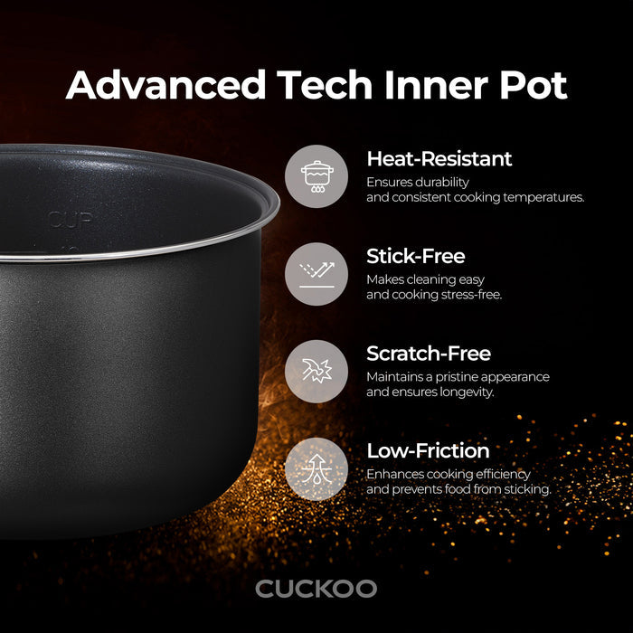 Cuckoo Advanced Tech Inner Pot: Heat, stick, and scratch-resistant with low-friction coating for enhanced efficiency. (CR-1095)