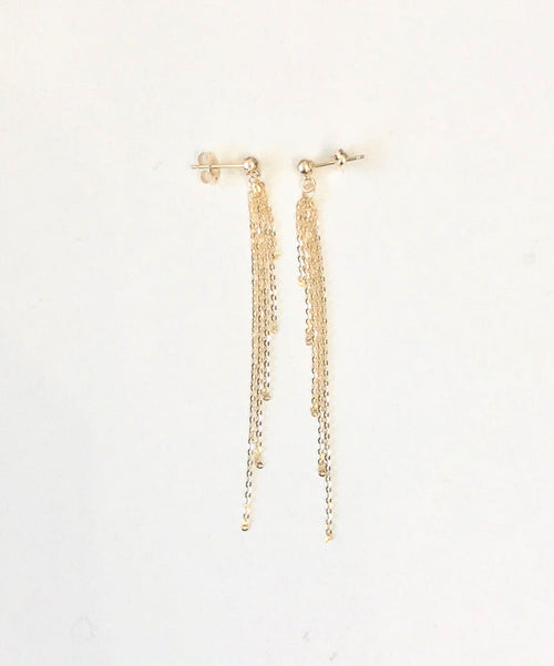 14k Solid Gold tassel earrings