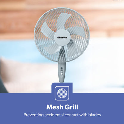 16-Inch Grey 5-Blade Oscillating Pedestal Fan