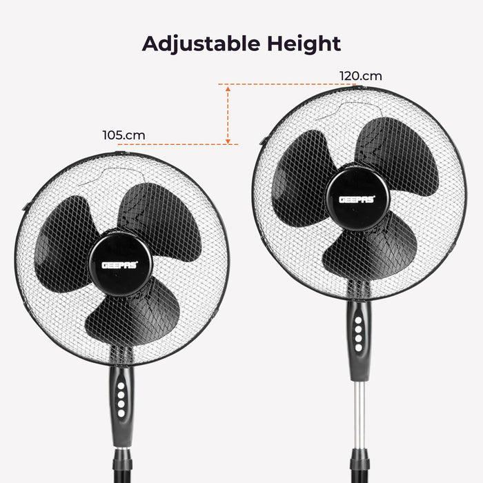 16-Inch Pedestal Fan With Oscillation (White, Grey, Black)