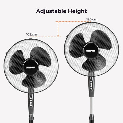 16-Inch Pedestal Fan With Oscillation (White, Grey, Black)