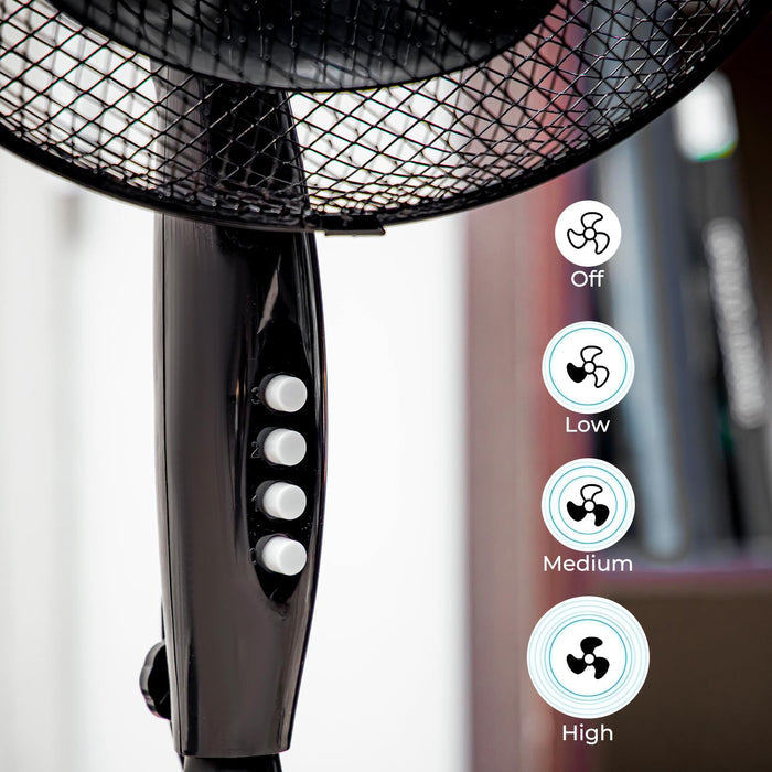 16-Inch Pedestal Fan With Oscillation (White, Grey, Black)