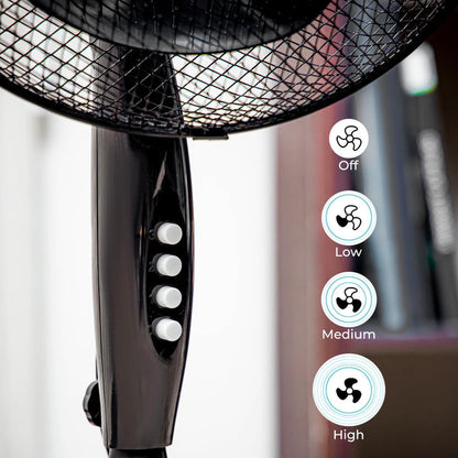 16-Inch Pedestal Fan With Oscillation (White, Grey, Black)