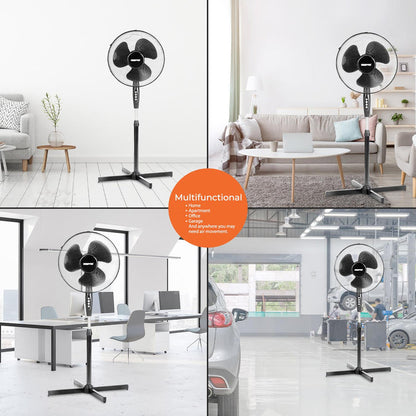 16-Inch Pedestal Fan With Oscillation (White, Grey, Black)