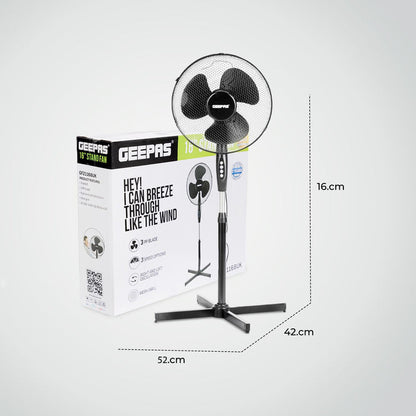 16-Inch Pedestal Fan With Oscillation (White, Grey, Black)