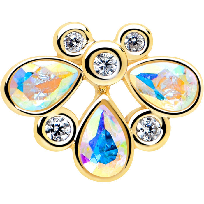 16G 1/4 Aurora Gem Golden Crown Deluxe Cartilage Tragus Earring