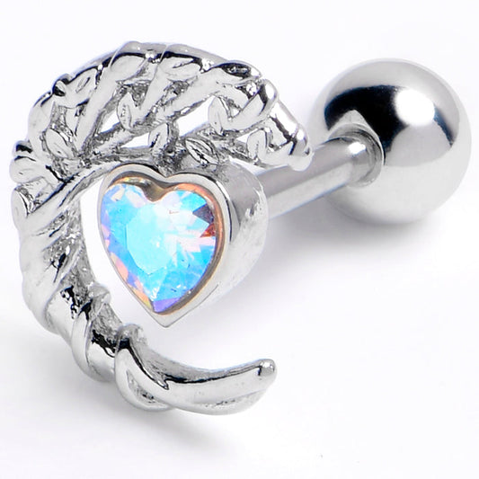 16G 1/4 Aurora Gem Woven Moon Star Cartilage Tragus Earring