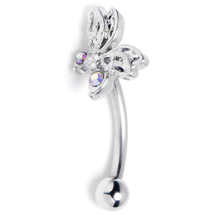 16G 5/16 Aurora Gem Ultra Drama Butterfly Curved Eyebrow Ring