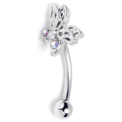 16G 5/16 Aurora Gem Ultra Drama Butterfly Curved Eyebrow Ring