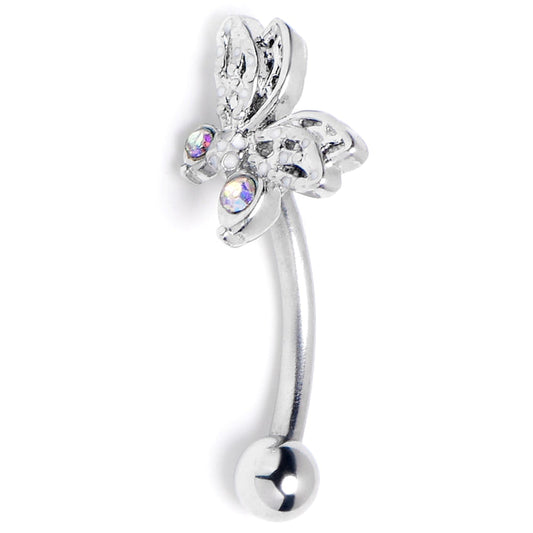 16G 5/16 Aurora Gem Ultra Drama Butterfly Curved Eyebrow Ring