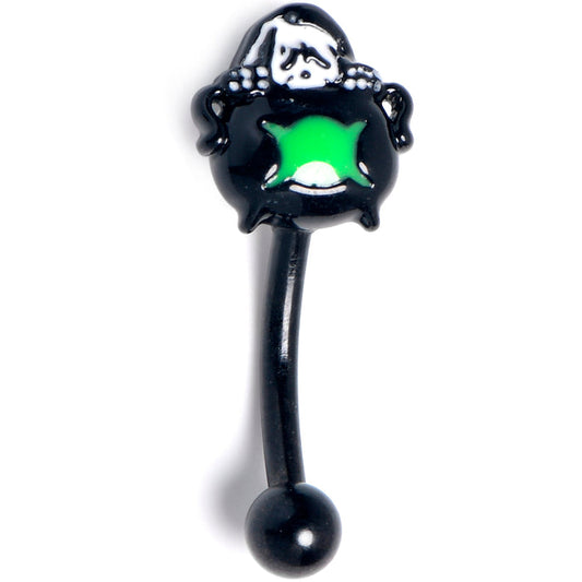 16G 5/16 Black Triple Moon Cauldron Curved Eyebrow Ring
