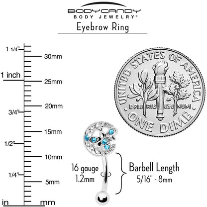 16G 5/16 Blue Gem Lunar Dragonfly Curved Eyebrow Ring
