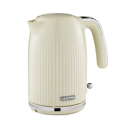 1.7L Fluted Cream Cordless Electric Kettle With Rapid Boil
