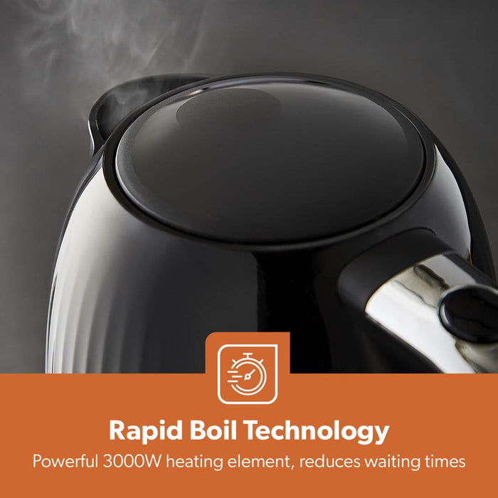 1.7L Rapid Boil Fluted Black Jug Electric Kettle