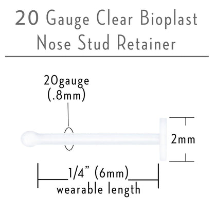 20G Clear Flat Bioplast Nose Retainer