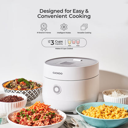 Cuckoo digital rice cooker: #1 brand in Korea, intelligent modes, versatile cooking, and 3-cup uncooked capacity. (CR-0375F)
