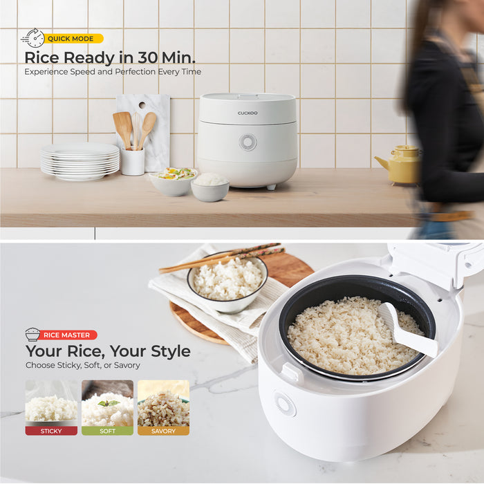 Cuckoo rice cooker: features a 30-minute quick mode and customizable rice texture settings for sticky, soft, or savory. (CR-0375F)