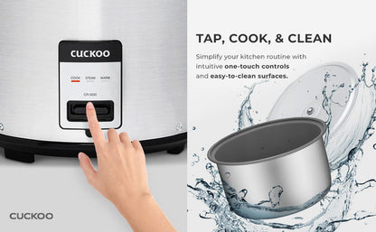 Cuckoo rice cooker. TAP, COOK, & CLEAN: simplify your kitchen routine with one-touch controls and easy-to-clean surfaces. (CR-3032)