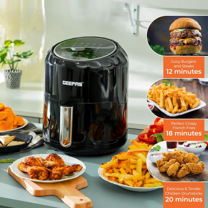 3.5L Air Fryer, 2 Slice Toaster & 1.7L Kettle Combo Set In Black