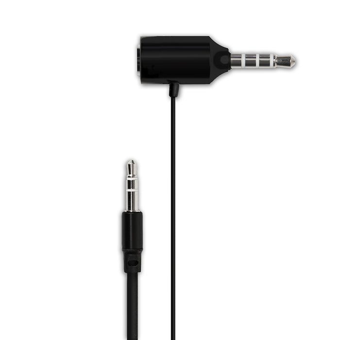 Black 3.5mm audio adapter cable with male and female connectors