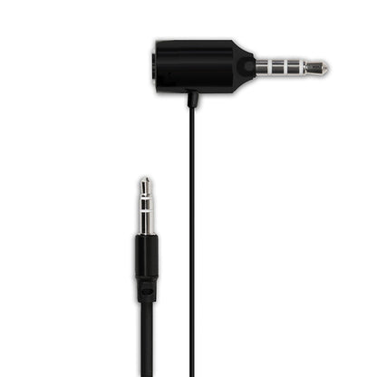 Black 3.5mm audio adapter cable with male and female connectors