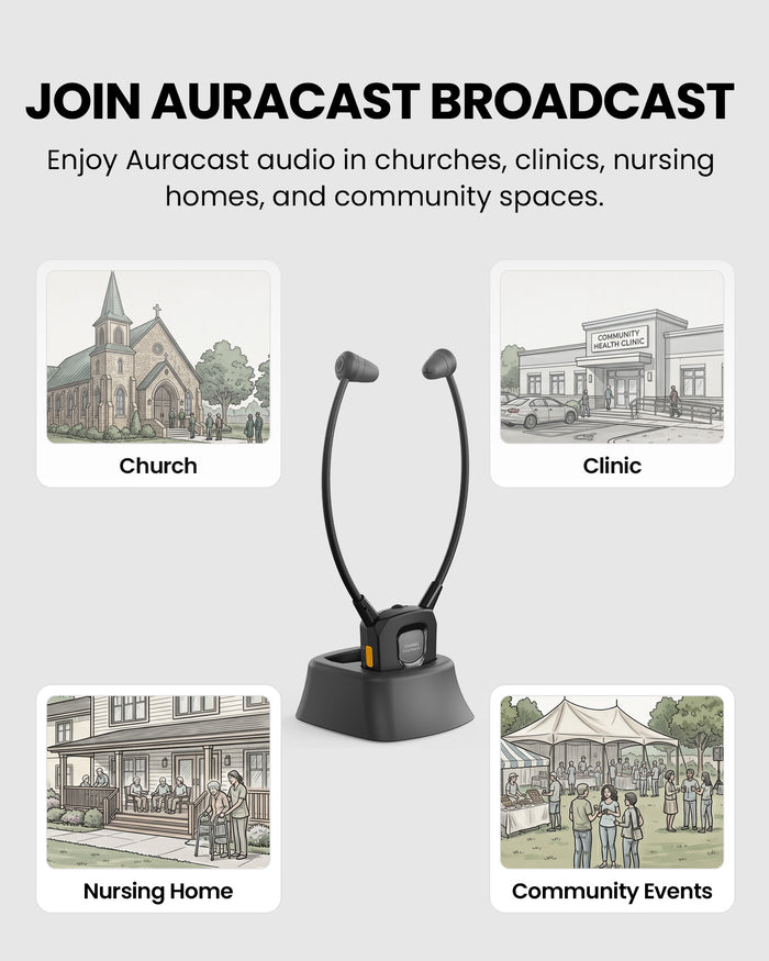 391 Auracast Personal Receiver for Seniors for churches, senior centers, clinics, and community events.