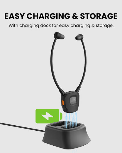 391 Auracast Personal Receiver for Seniors with easy charging with charging dock