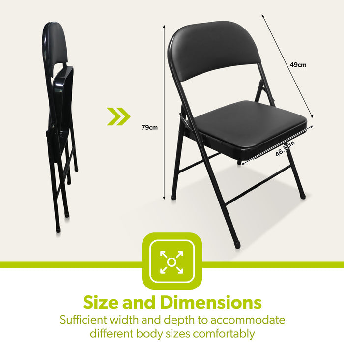 4x Padded Folding Chairs For Indoor and Outdoor