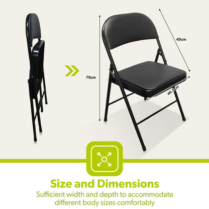 4x Padded Folding Chairs For Indoor and Outdoor