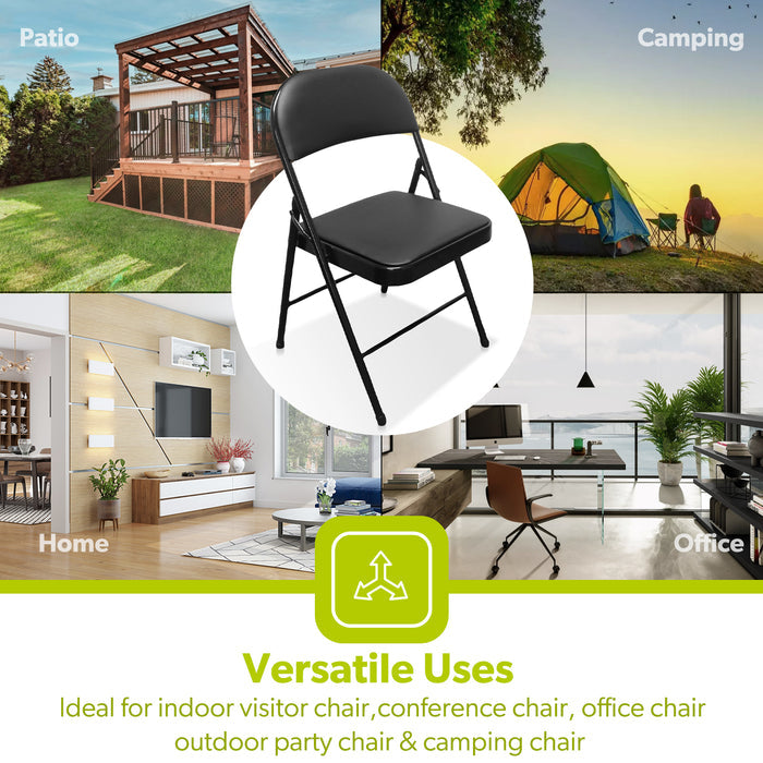 4x Padded Folding Chairs For Indoor and Outdoor
