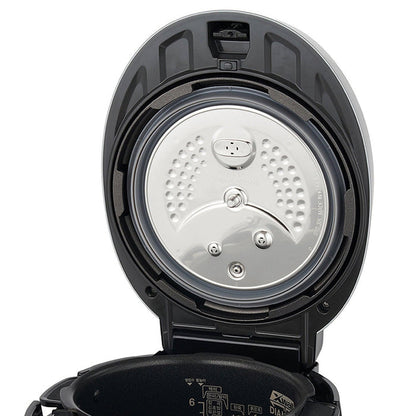 Interior view of a CUCKOO rice cooker lid showing the detachable stainless steel cover plate. (CRP-P0609S)