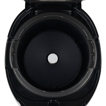 Top-down view of an empty CUCKOO rice cooker cavity, highlighting the black interior and the central silver heating plate. (CRP-P0609S)