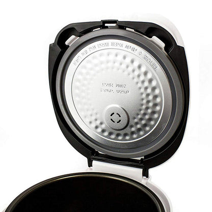 Cuckoo rice cooker showing the detachable stainless steel inner lid for easy cleaning and hygienic maintenance. (CR-0631F)