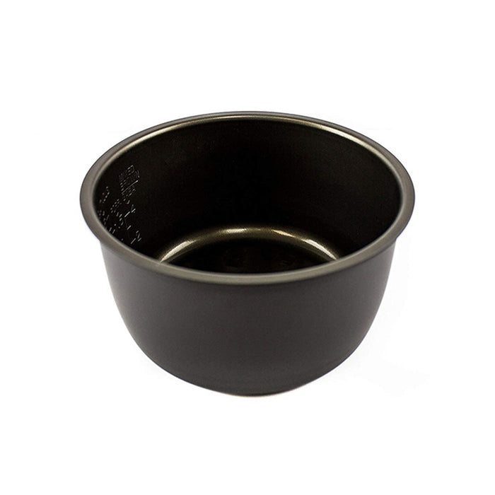 Dark gray non-stick inner cooking pot for a Cuckoo rice cooker, featuring interior measurement markings. (CR-0633F)
