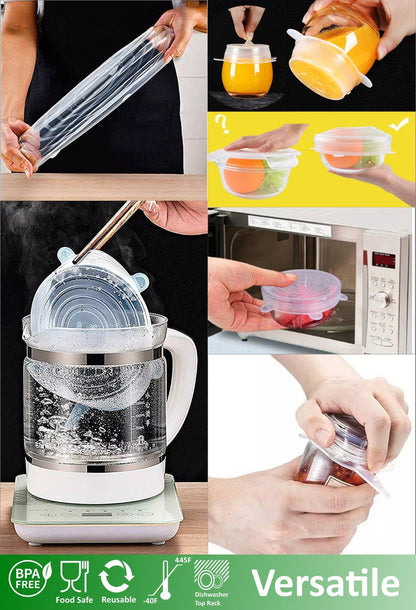 6.3 Inches Silicone Stretchable Lids, Dinnerware & Food Covers (6 Pieces Set)