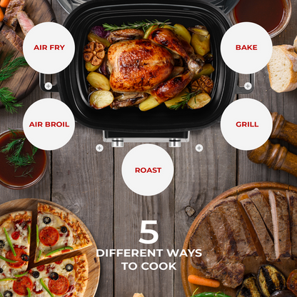 Versatile 5-in-1 Cooking: Cuckoo air fryer features Air Fry, Bake, Air Broil, Grill, and Roast modes for meal prep. (CAFG-A0601S)