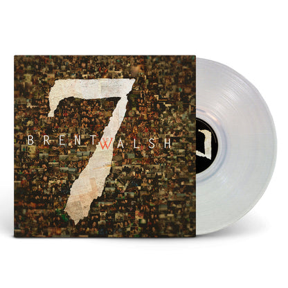 A crystal clear LP partially slides from its cover, displaying a large, textured 7 and the Brent Walsh name over a mosaic of blurred photos—an ideal find for collectors of this exclusive pressing.