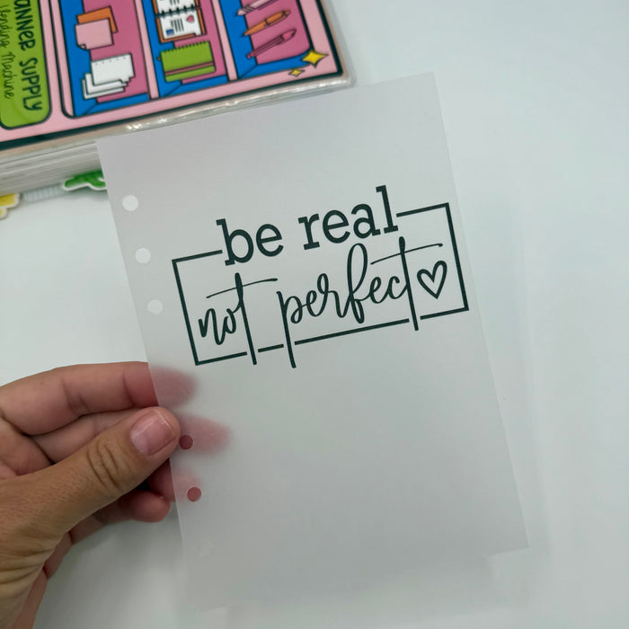 Be Real Not Perfect Vellum Dashboard
