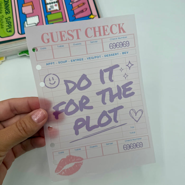 Do It For The Plot Guest Check Vellum Dashboard