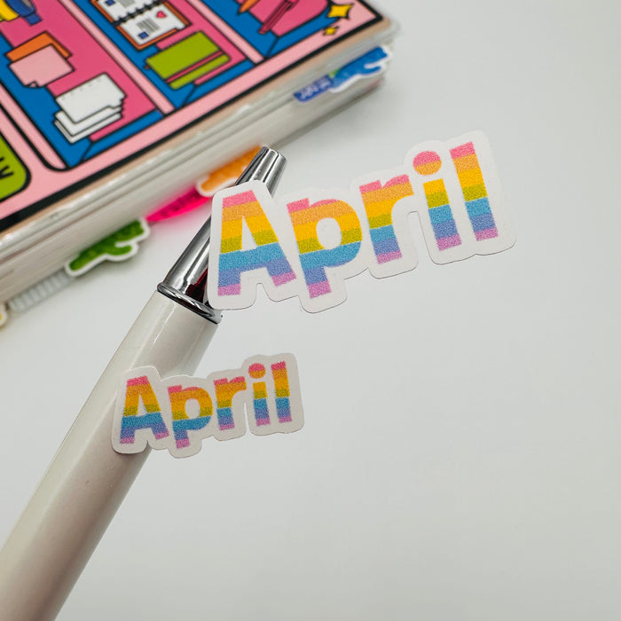 Rainbow Stripe Month of the Year Text Stickers