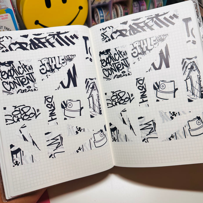 Black and White Graffiti Torn Paper Sticker Sheet