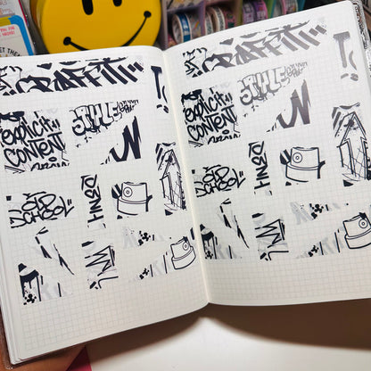 Black and White Graffiti Torn Paper Sticker Sheet