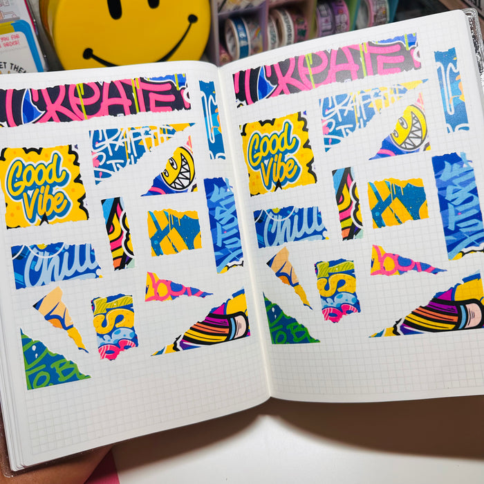 Colorful Graffiti Torn Paper Sticker Sheet