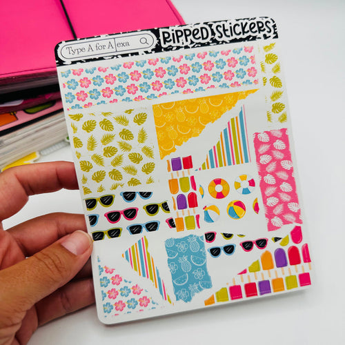 Bright Summer Torn Paper Sticker Sheet