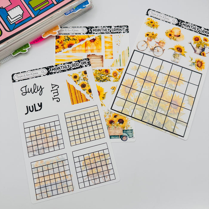 Sunflower Monthly Layout Sticker Kit