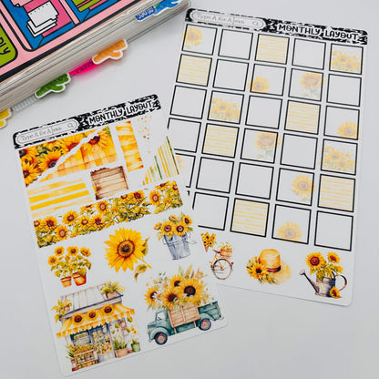 Sunflower Monthly Layout Sticker Kit