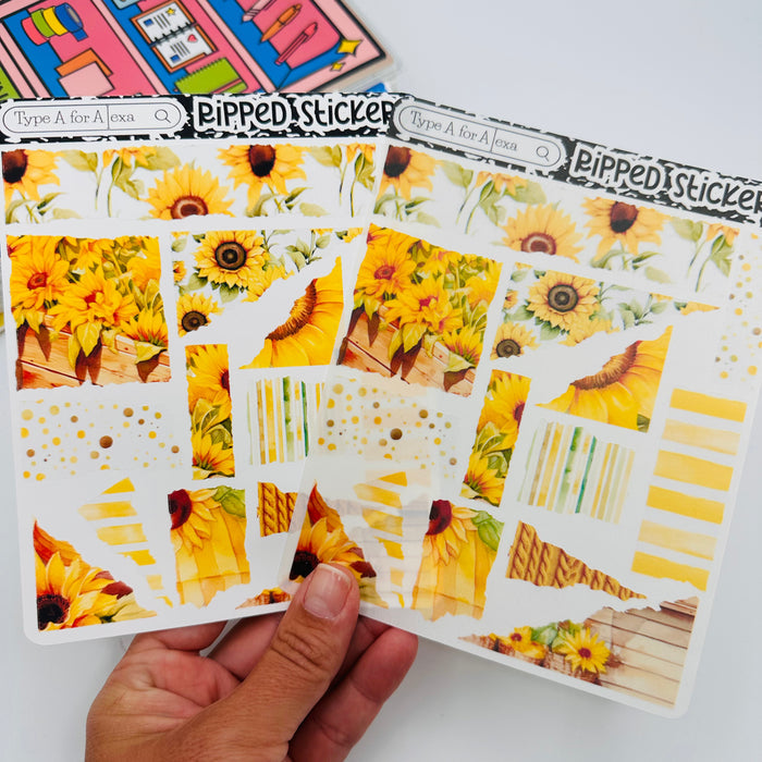Sunflower Torn Paper Sticker Sheet